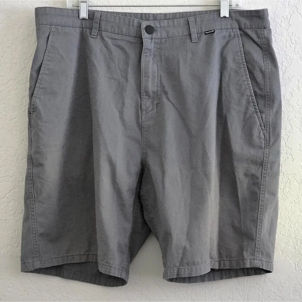 Hurley Men’s Gray Shorts Size 36 Flat Front Casual Golf Walking 8